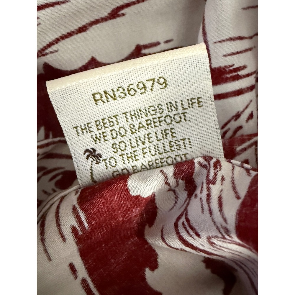 Vintage Go Barefoot Woodie Wagon Surf Mobile Hawaiian Shirt 2XL Tall Burgundy - Picture 13 of 13